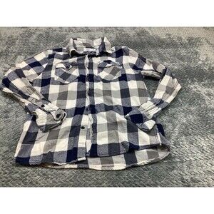 HURLEY Men's Size Small Blue White Plaid Long Sleeve Flannel Button Shirt Cotton